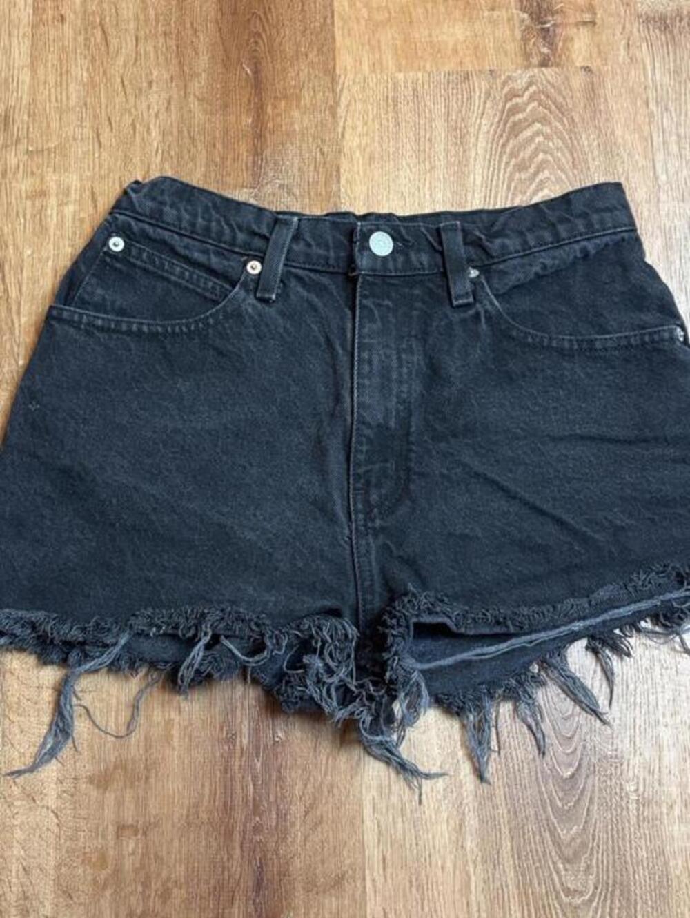 frayed black denim shorts faded glory 25 distressed